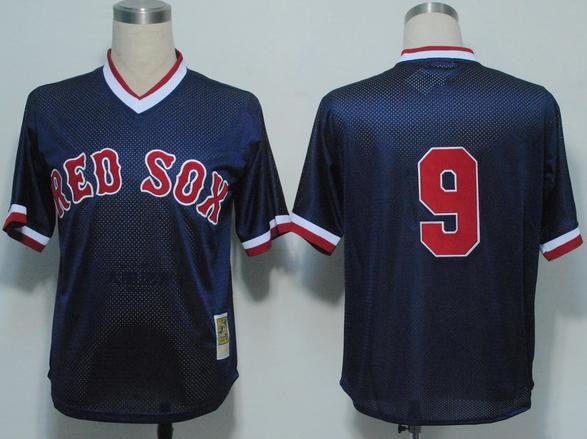 Cheap Boston Red Sox 9 Ted Williams 1990 M&N Blue MLB Jerseys For Sale