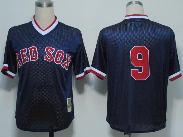 Boston Red Sox 9 Ted Williams 1990 M&N Blue MLB Jerseys