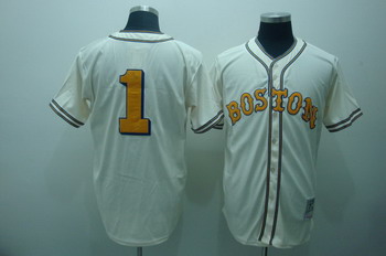 Cheap Boston Red Sox 1 Cream Jerseys Throwback For Sale