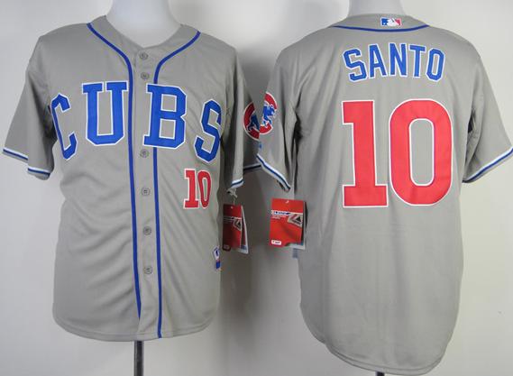 Cheap Chicago Cubs 10 Ron Santo Grey Cool Base MLB Jersey For Sale