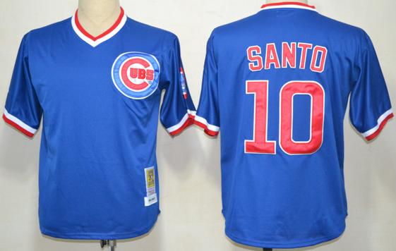 Cheap Chicago Cubs 10 Ron Santo Blue Throwback M&N MLB Jerseys For Sale