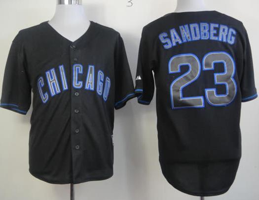 Cheap Chicago Cubs 23 Ryne Sandberg Black Fashion MLB Jerseys For Sale