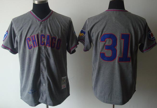 Cheap Chicago Cubs 31 Greg Maddux Grey Throwback MLB Jerseys For Sale