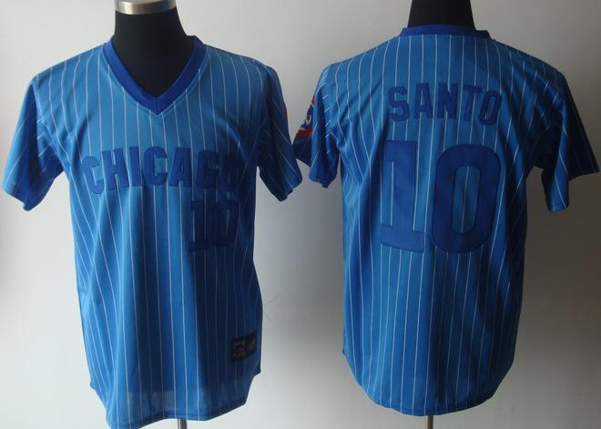 Cheap Chicago Cubs 10 SANTO Blue MLB Jersey For Sale