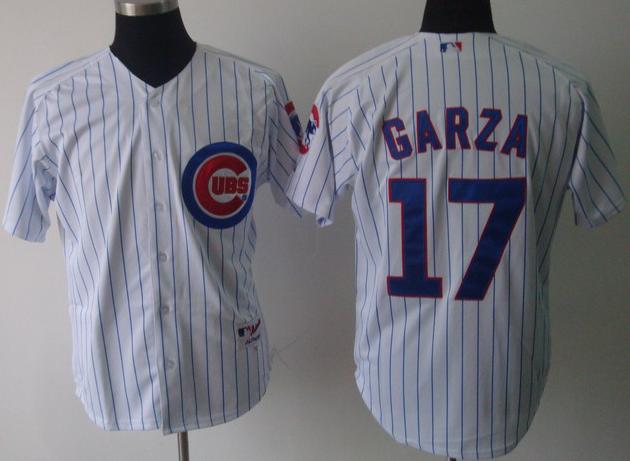 Chicago Cubs 17 Garza White(Blue Strip)MLB Jersey