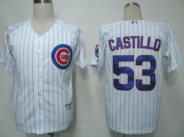 Chicago Cubs 53 Castillo White(Blue Strip) MLB Jersey