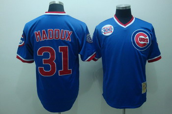 Cheap Chicago Cubs 31 Greg Maddux Blue Jerseys Throwback For Sale
