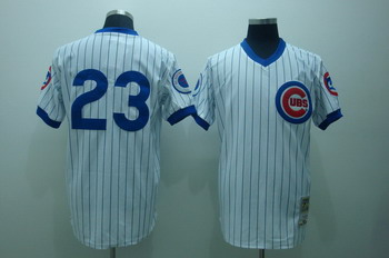 Chicago Cubs 23 Ryne Sandberg white 3 patch Jerseys Mitchell and ness