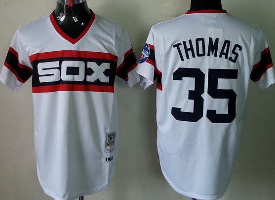 Chicago White Sox 35 Frank Thomas White Throwback M&N MLB Jerseys