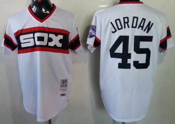 Cheap Chicago White Sox 45 Michael Jordan White Throwback M&N MLB Jerseys For Sale