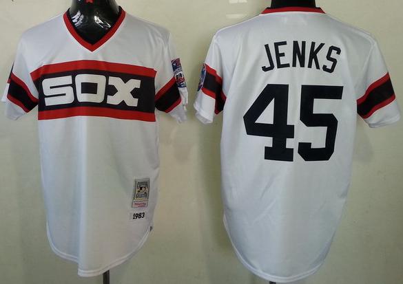 Chicago White Sox 45 Bobby Jenks White Throwback M&N MLB Jerseys Chicago White Sox 45 Bobby Jenks White Throwback M&N MLB Jerseys