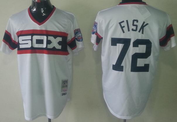 Cheap Chicago White Sox 72 Carlton Fisk White Throwback M&N MLB Jerseys For Sale
