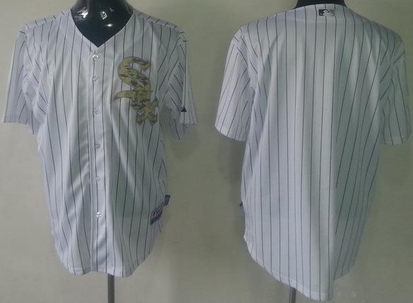 Chicago White Sox Blank White Cool Base MLB Jersey Camo Number