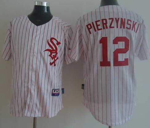 Cheap Chicago White Sox 12 Pierzynski White (Red Strip) MLB Jersey For Sale