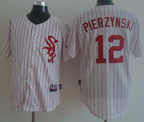 Chicago White Sox 12 Pierzynski White (Red Strip) MLB Jersey Chicago White Sox 12 Pierzynski White (Red Strip) MLB Jersey