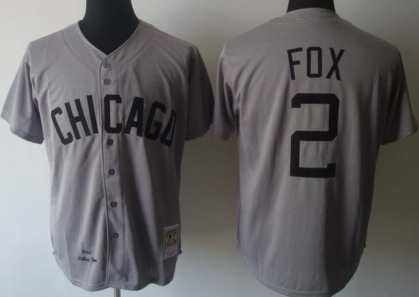 Chicago White Sox 2 Nellie Fox 1960 M&N Grey MLB Jerseys