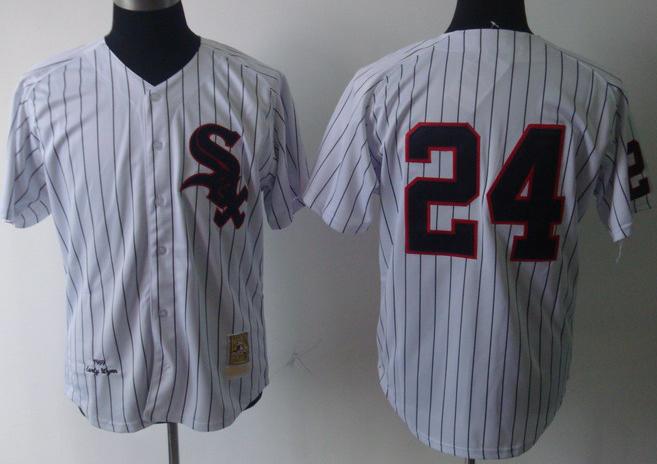 Cheap Chicago White Sox 24 Vizquel White Black Strip M&N Jersey For Sale