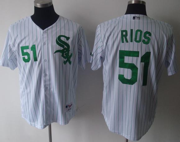 Cheap Chicago White Sox 51 Rios White MLB Jersey Green Number For Sale