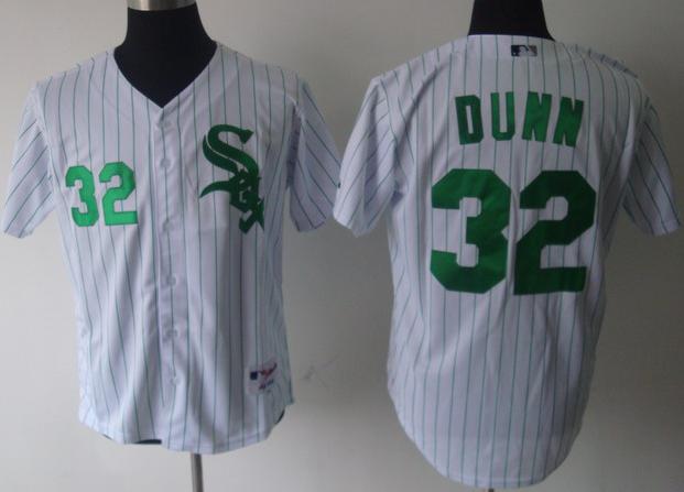 Cheap Chicago White Sox 32 Adam Dunn White Jersey Green Number For Sale