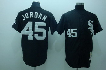 Chicago White Sox 45 Jordan black Jerseys Mitchell and ness