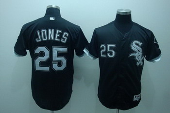 Chicago White Sox 25 Jones Black Jerseys