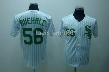 Cheap single 56 BUEHRLE Chicago White Sox jersey white blue strip jersey For Sale