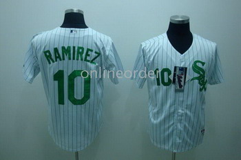 Cheap Chicago White Sox Alexei Ramirez 10 White jerseys blue strip For Sale