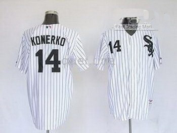 Chicago White Sox 14 white Paul Konerko white jerseys