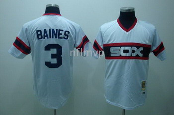 Chicago White Sox 3 Harold Baines White throwback Jersey