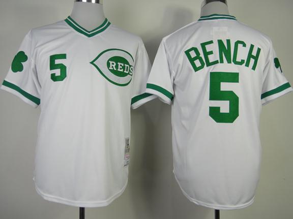 Cheap Boston Red Sox 5 Johnny Bench White MLB Baseball Jersey Green Number For Sale