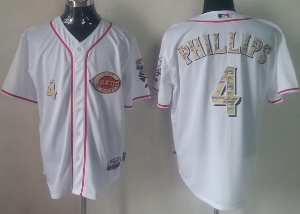 Cheap Cincinnati Reds 4 Brandon Phillips White MLB Jerseys Camo Number For Sale