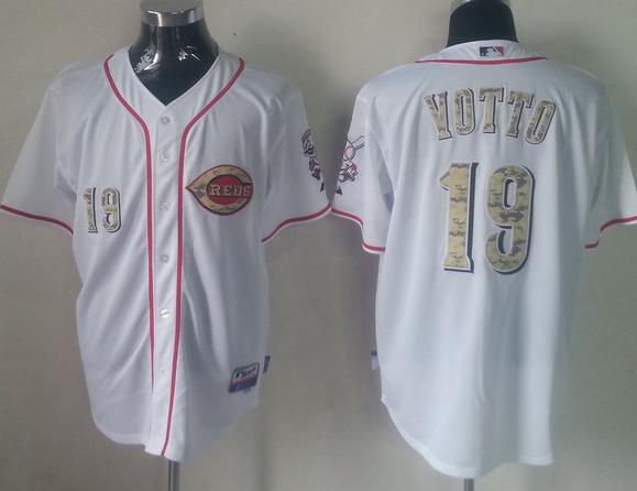 Cheap Cincinnati Reds 19 Joey Votto White MLB Jerseys Camo Number For Sale