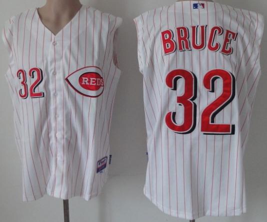 Cheap Cincinnati Reds 32 Jay Bruce White Strip MLB Baseball Vest Jerseys For Sale