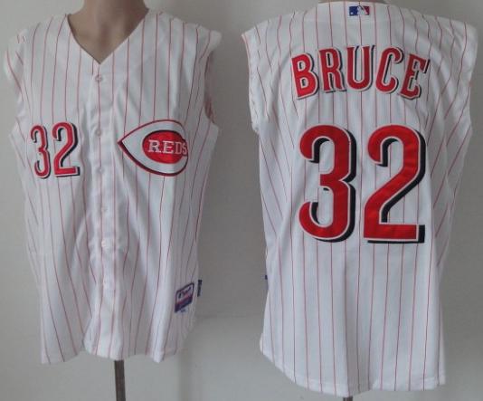 Cincinnati Reds 32 Jay Bruce White Strip MLB Baseball Vest Jerseys