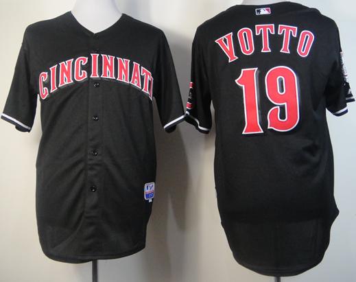 Cheap Cincinnati Reds 19 VOTTO Black Fashion MLB Baseball Jerseys For Sale