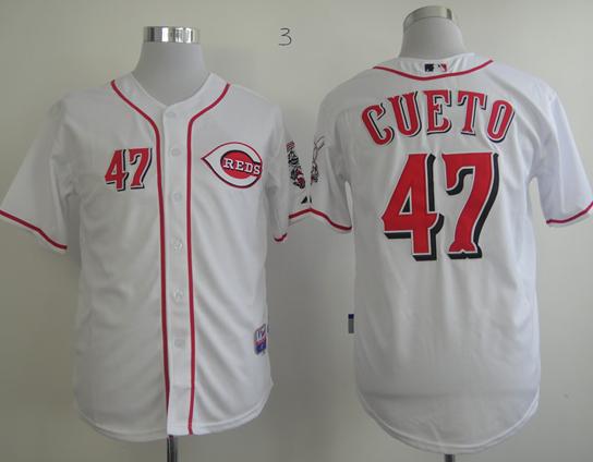 Cheap Cincinnati Reds 47 Johnny Cueto White Cool Base MLB Jerseys For Sale