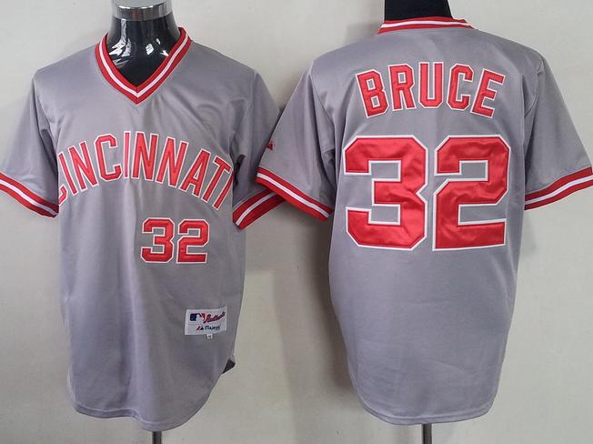 Cheap Cincinnati Reds 32 Jay Bruce Grey Throwback M&N MLB Jersey For Sale