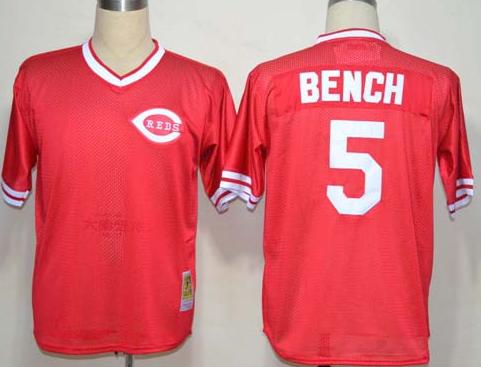 Cheap Cincinnati Reds 5 Johnny Bench Red Throwback M&N MLB Jerseys For Sale