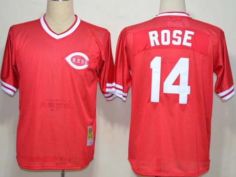 Cheap Cincinnati Reds 14 Pete Rose Red Throwback M&N MLB Jerseys For Sale