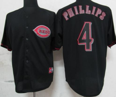 Cheap Cincinnati Reds 4 Phillips Black Fashion MLB Jerseys For Sale