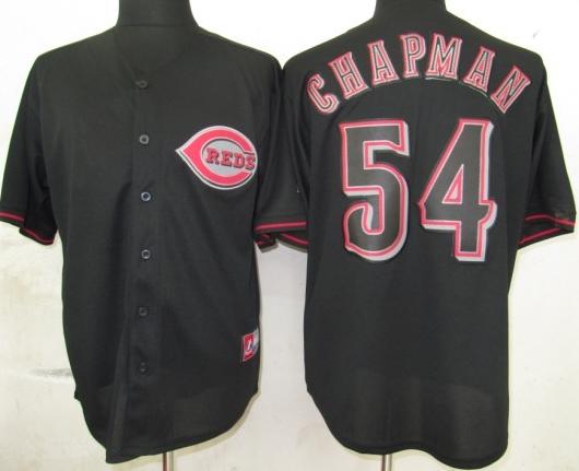 Cheap Cincinnati Reds 54 Chapman Black Fashion Jerseys For Sale