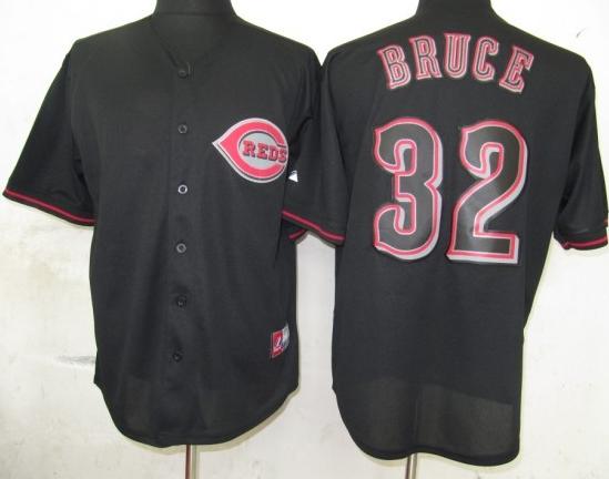 Cheap Cincinnati Reds 32 Bruce Black Fashion Jerseys For Sale