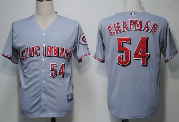 Cheap Cincinnati Reds 54 Chapman Grey Cool Base MLB Jersey For Sale