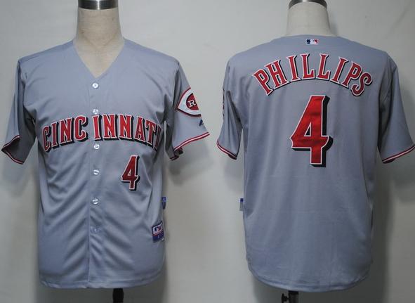 Cincinnati Reds 4 Phillips Grey Cool Base MLB Jersey
