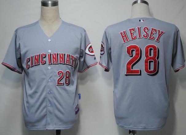 Cheap Cincinnati Reds 28 Heisey Grey Cool Base MLB Jersey For Sale