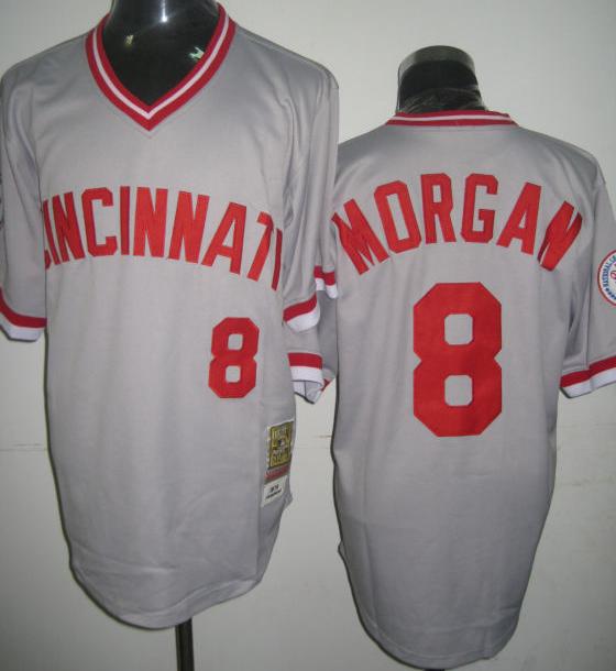 Cheap Cincinnati Reds 8 Morgan Grey M&N MLB Jersey For Sale