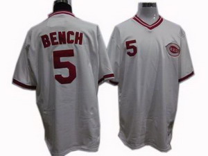 Cincinnati Reds 5 Johnny Bench 1976 throwback jersey white Cincinnati Reds 5 Johnny Bench 1976 throwback jersey white