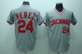Cheap Cincinnati Reds 24 Tony perez grey Jerseys Mitchell and ness For Sale
