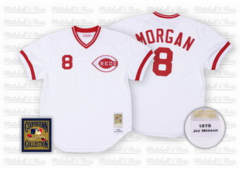 Cincinnati Reds 8 Joe Morgan Mitchell and Ness White Jersey