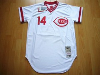 Pete Rose Cincinnati Reds 1981 14 Mitchell Ness Jersey White Pete Rose Cincinnati Reds 1981 14 Mitchell Ness Jersey White